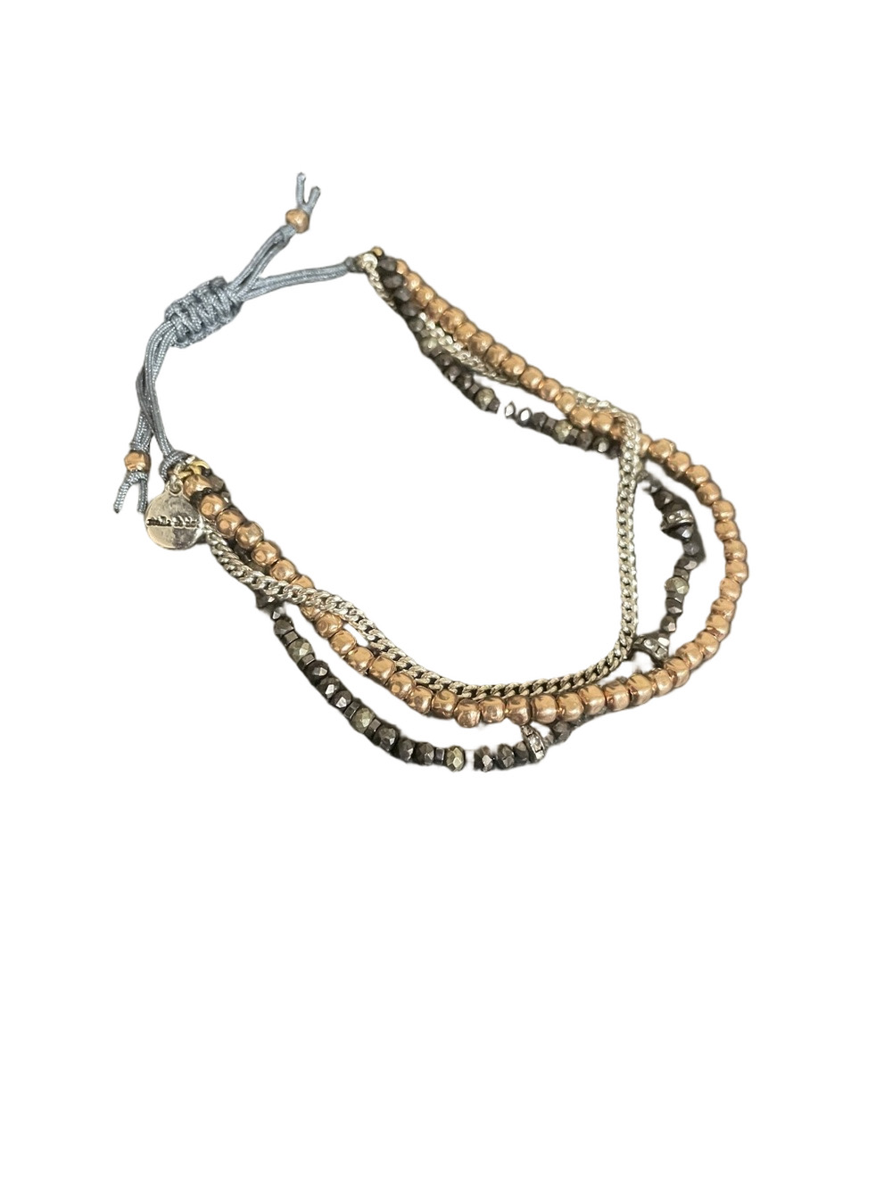 Stella & Dot Black/Gold/Silver Tone Layered Bead Bracelet